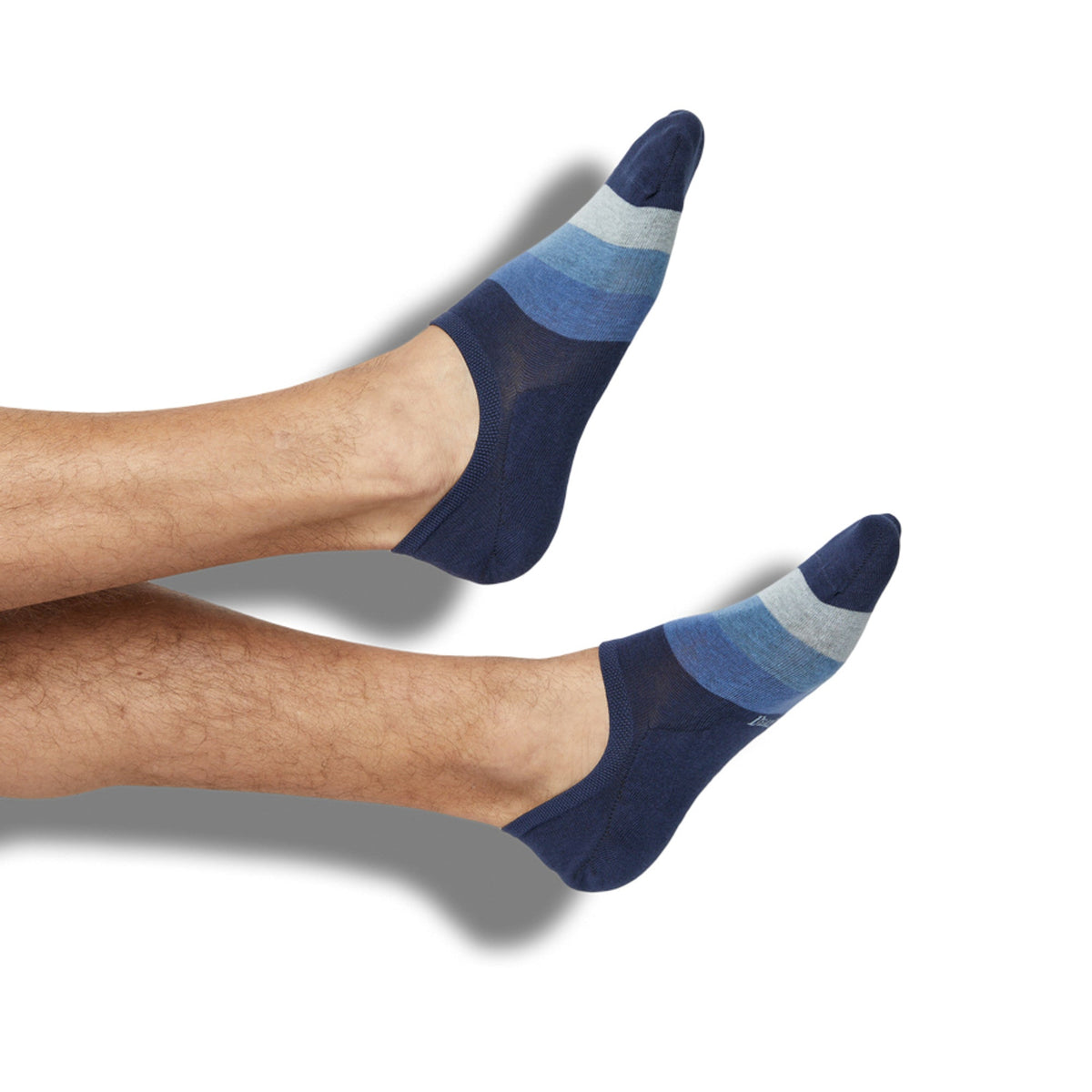 Rich No Show footie socks by DeadSoxy pair in navy blue gradient stripes on Tampa Home & Garden Store