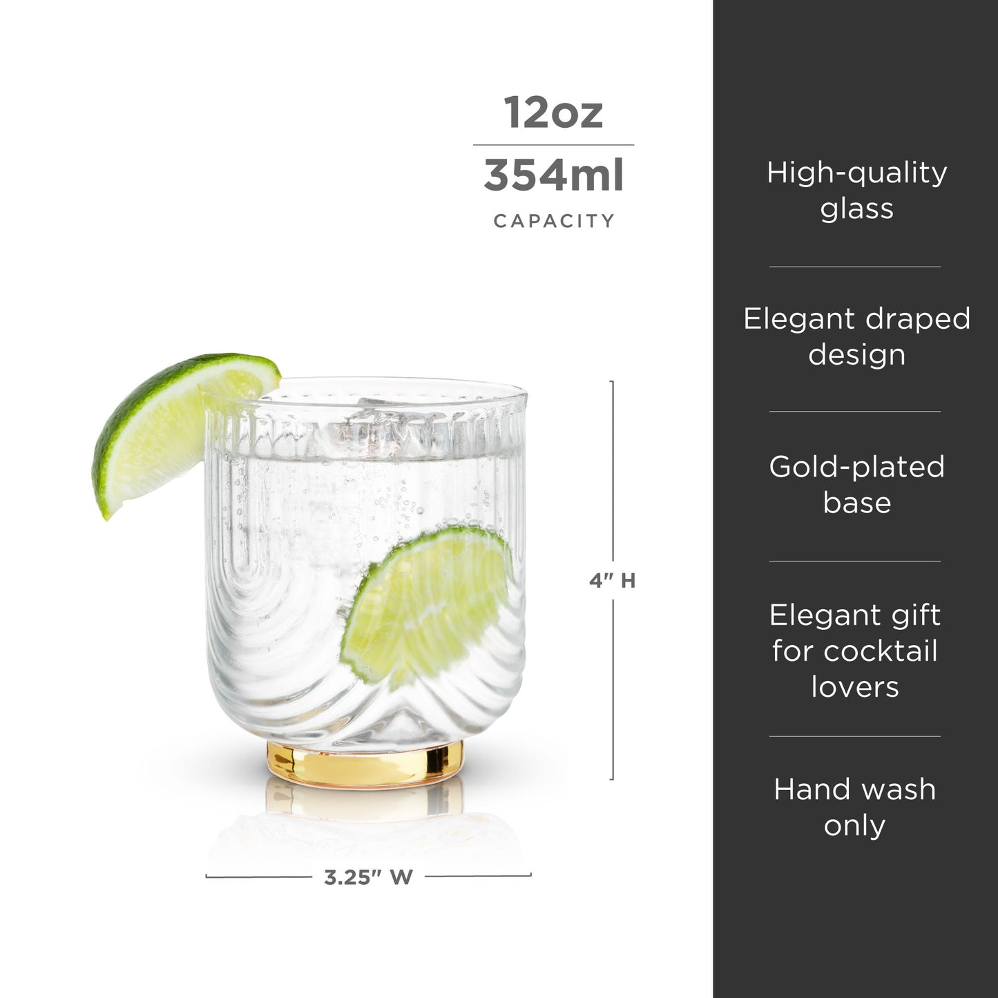 Gold Gatsby Double Old Fashioned Glass Set of 2