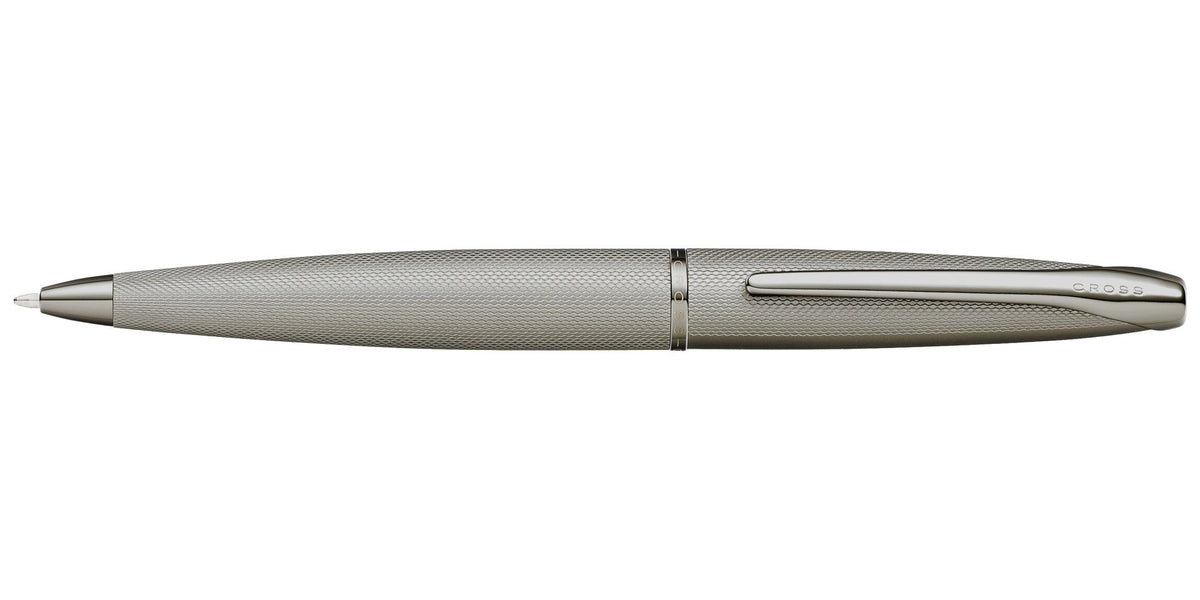 ATX Sandblasted Titanium Gray Ballpoint Pen by A.T. Cross with knurled metal body and clip on Tampa Home & Garden Store