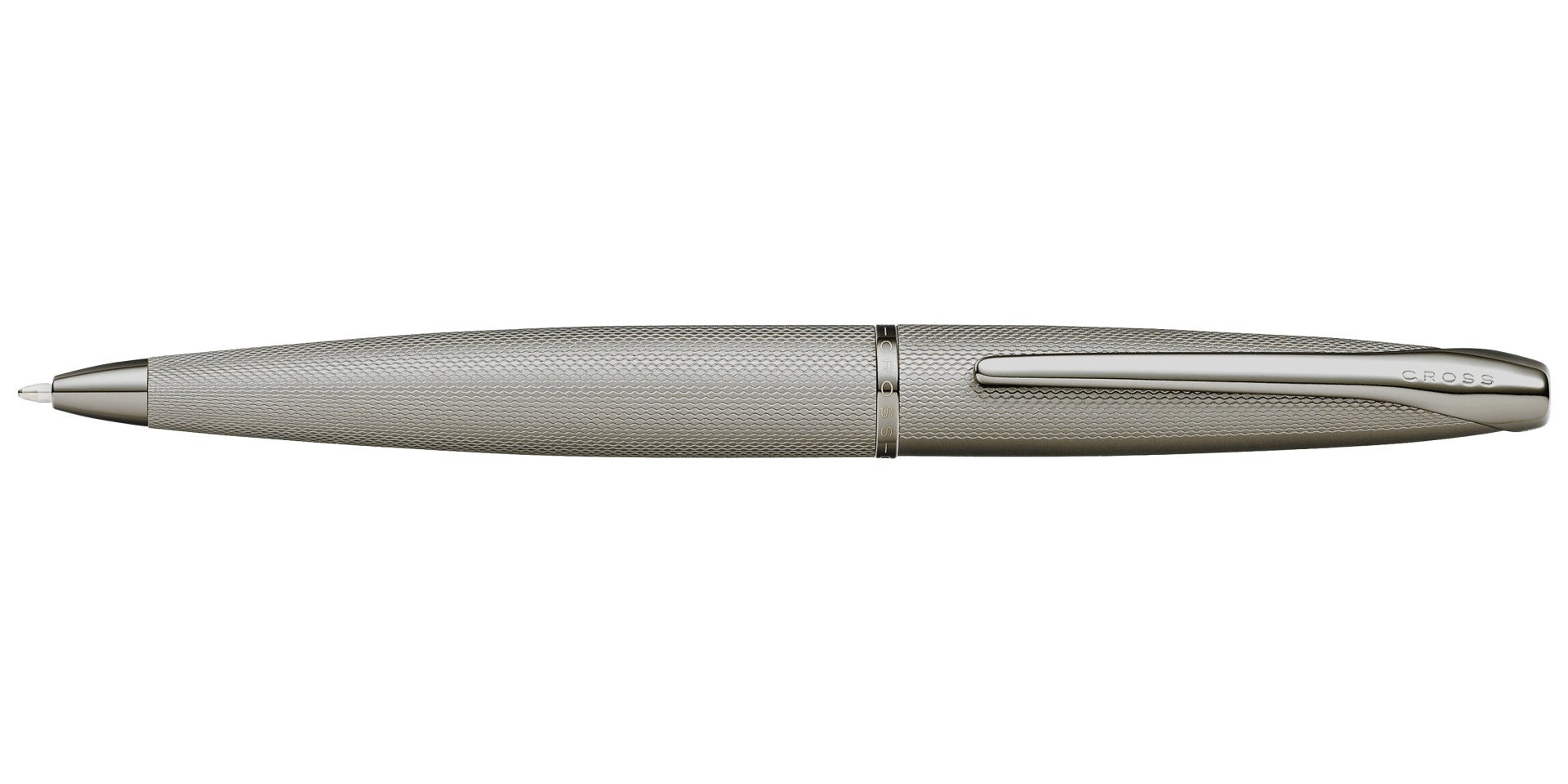 ATX Sandblasted Titanium Gray Ballpoint Pen by A.T. Cross with knurled metal body and clip on Tampa Home & Garden Store