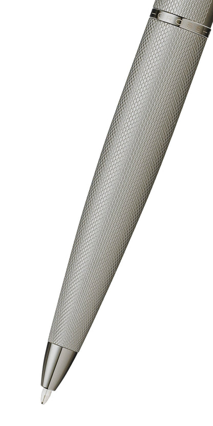 ATX Sandblasted Titanium Gray Ballpoint Pen by A.T. Cross, textured metal barrel with CROSS band on Tampa Home & Garden Store