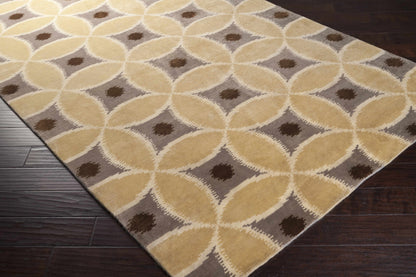 Rindge Area Carpet rug beige taupe geometric lattice with brown dots Boutique Rugs on Tampa Home & Garden Store