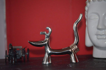 Vibhsa dog ring holder silver finish jewelry organizer with golden ring accessory on Tampa Home & Garden Store