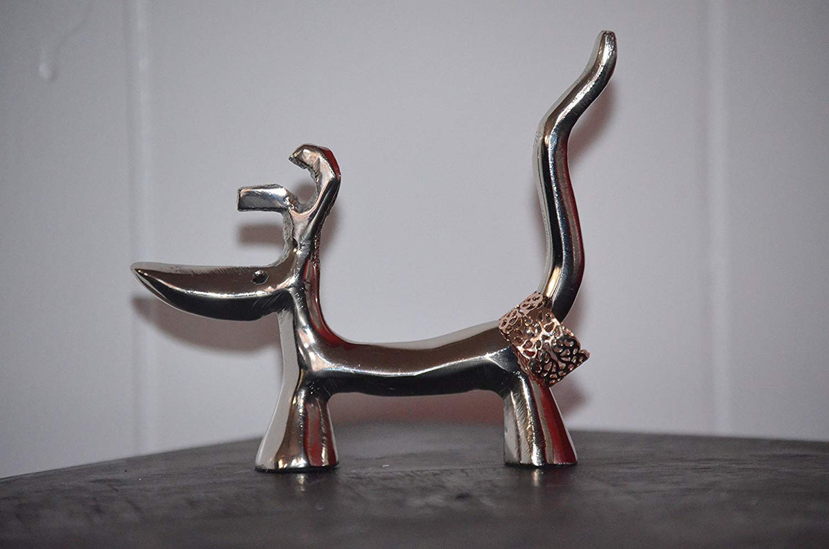 Vibhsa silver dog ring holder jewelry organizer with ornate ring detail on Tampa Home & Garden Store