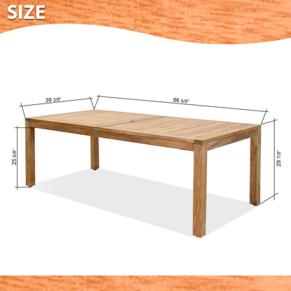 Rinjani Rectangular Teak Table outdoor dining table in natural teak finish LifestyleGarden US on Tampa Home & Garden Store