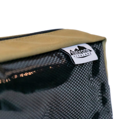 RiPouch Velcro Bag Standard 4x12 tan top with black mesh; Flatirons Overland label on Tampa Home & Garden Store