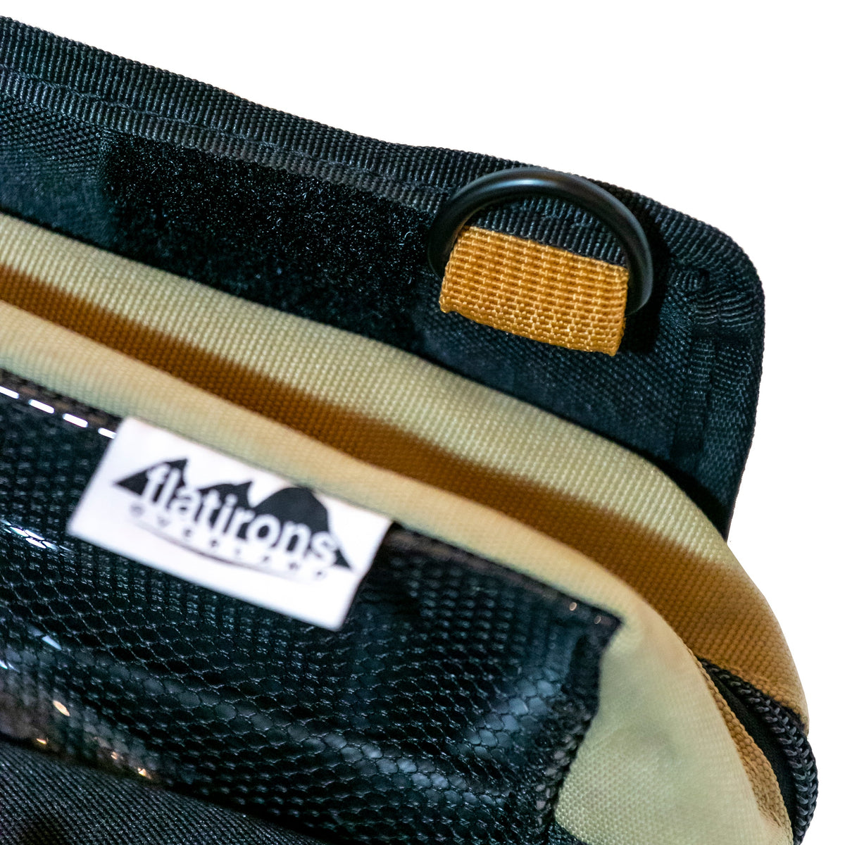 RiPouch Gear Roll by Flatirons Overland, black nylon with tan strap and metal ring on Tampa Home & Garden Store