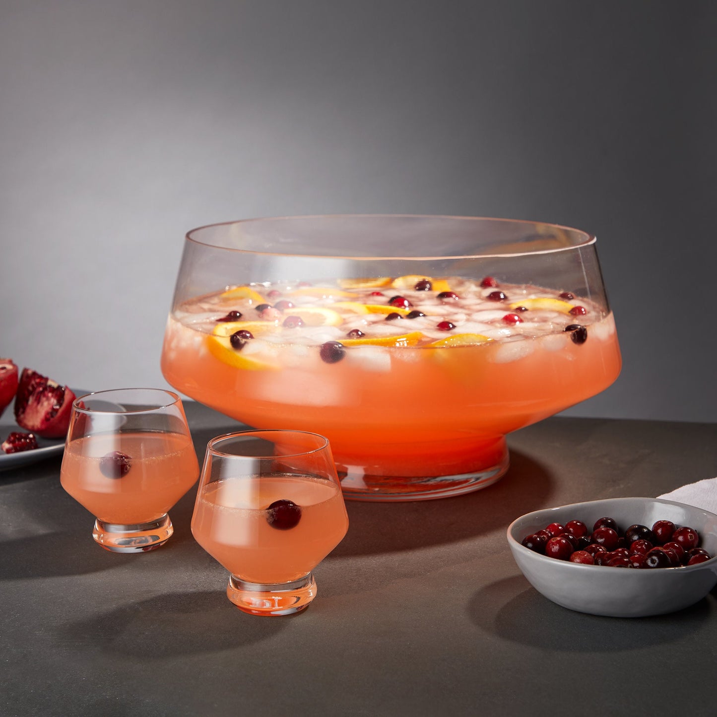 Heavy Base Raye Glass Punch Bowl and Centerpiece