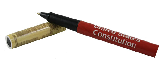Photo Pen inspired by the US Constitution, red ballpoint with parchment cap on Tampa Home & Garden Store