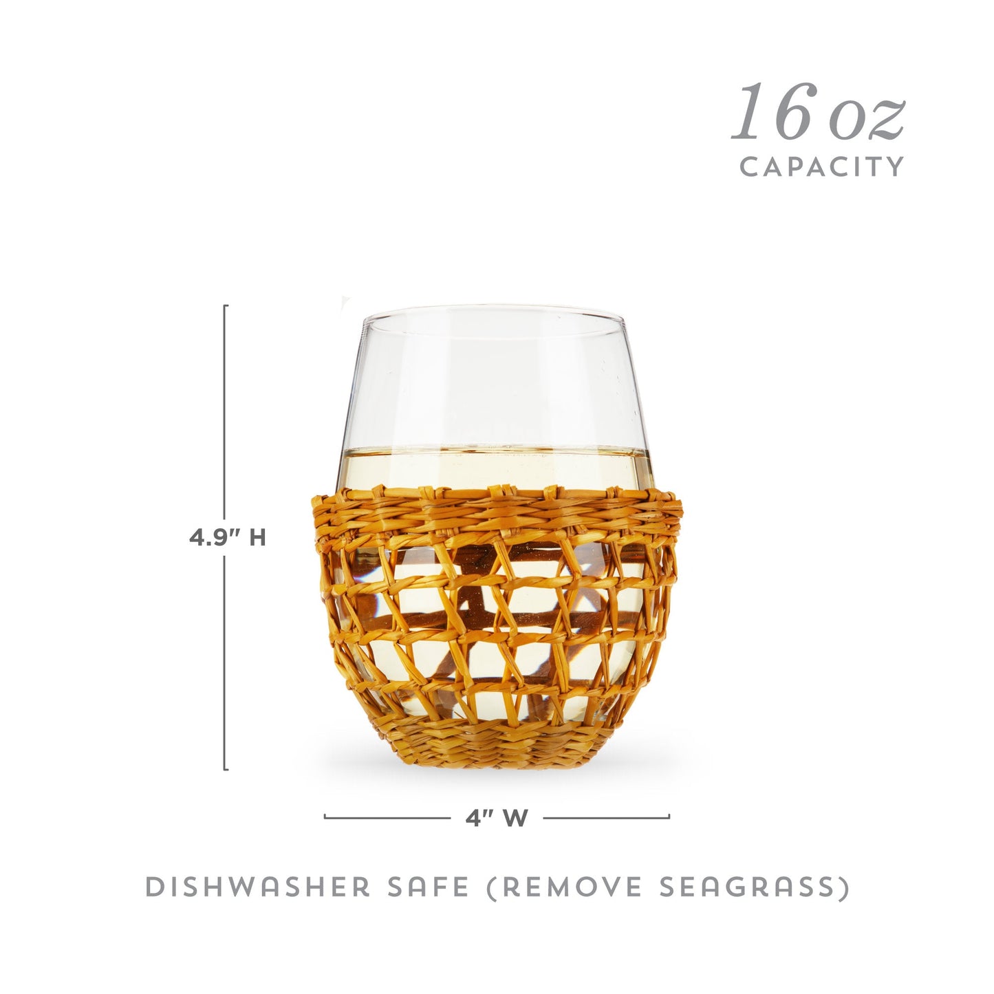 Set of Two Coastal and Stemless Wine Glasses