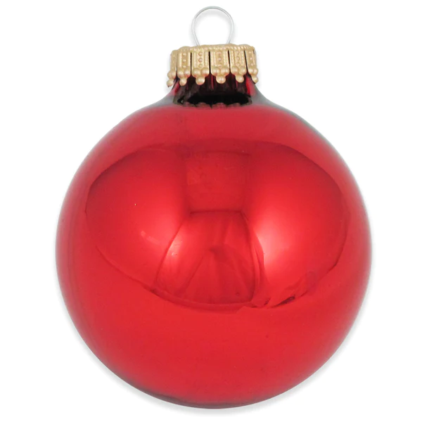 Christmas By Krebs 2 5/8 red glass ball ornament with gold cap by The Country Christmas Loft on Tampa Home & Garden Store