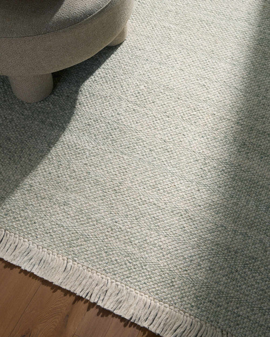 Sorell Sage Textured Weave Cottage Farmhouse Wool Area Rug sage loop-textured weave with fringe on Tampa Home & Garden Store