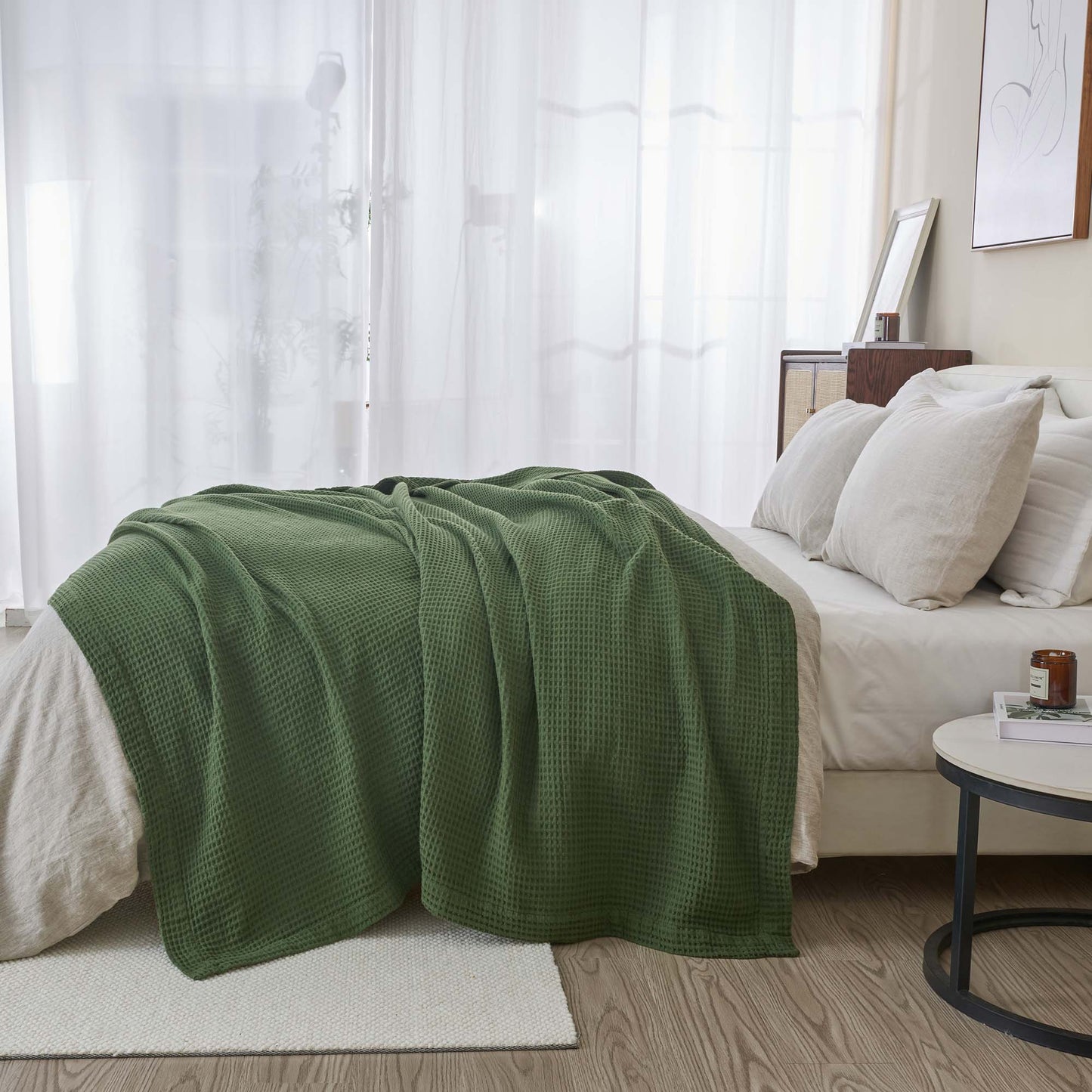 Organic Cotton And Waffle Weave Throw Blanket