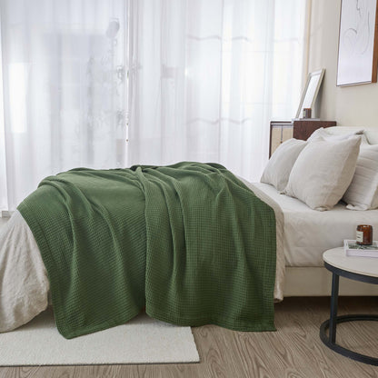 Organic Cotton And Waffle Weave Throw Blanket