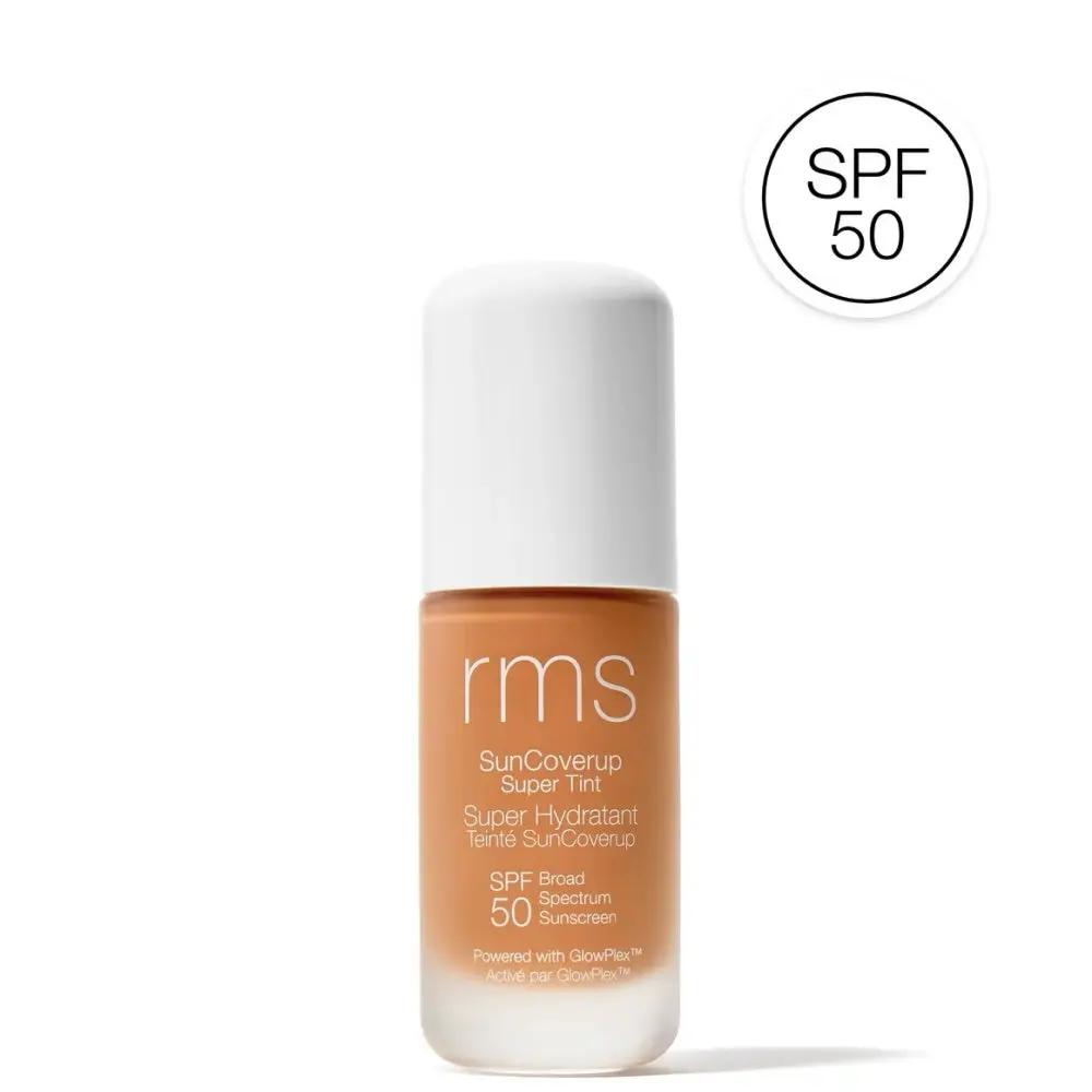 RMS Beauty SunCoverup Super Tint SPF 50 sunscreen bottle in warm amber gradient with white cap on Tampa Home & Garden Store