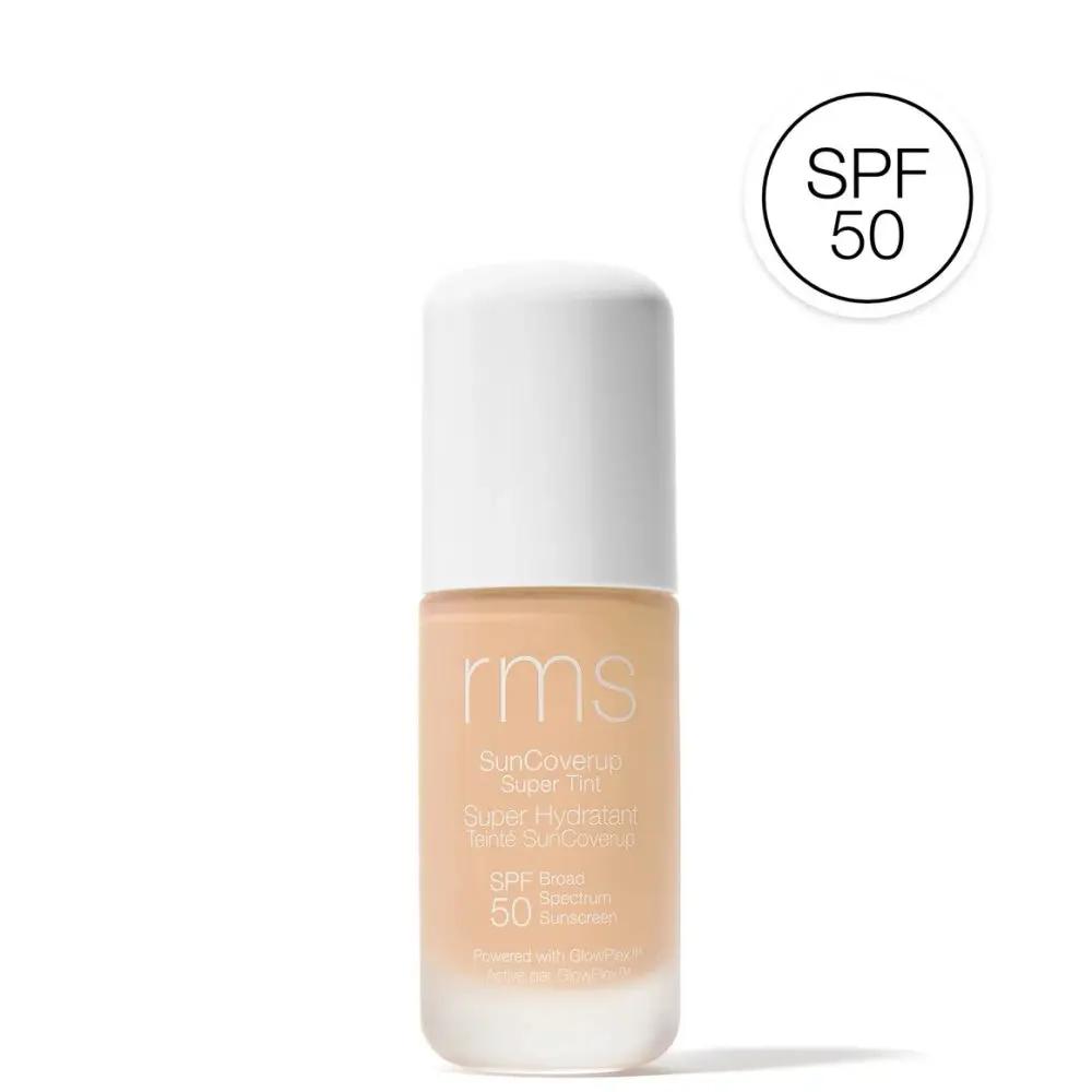 RMS SunCoverup Super Tint sunscreen bottle in nude beige tint with white cap SPF 50 on Tampa Home & Garden Store