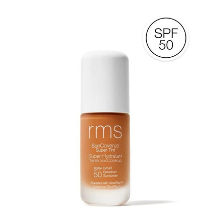 RMS SunCoverup Super Tint SPF50 sunscreen bottle with white cap and tan gradient on Tampa Home & Garden Store