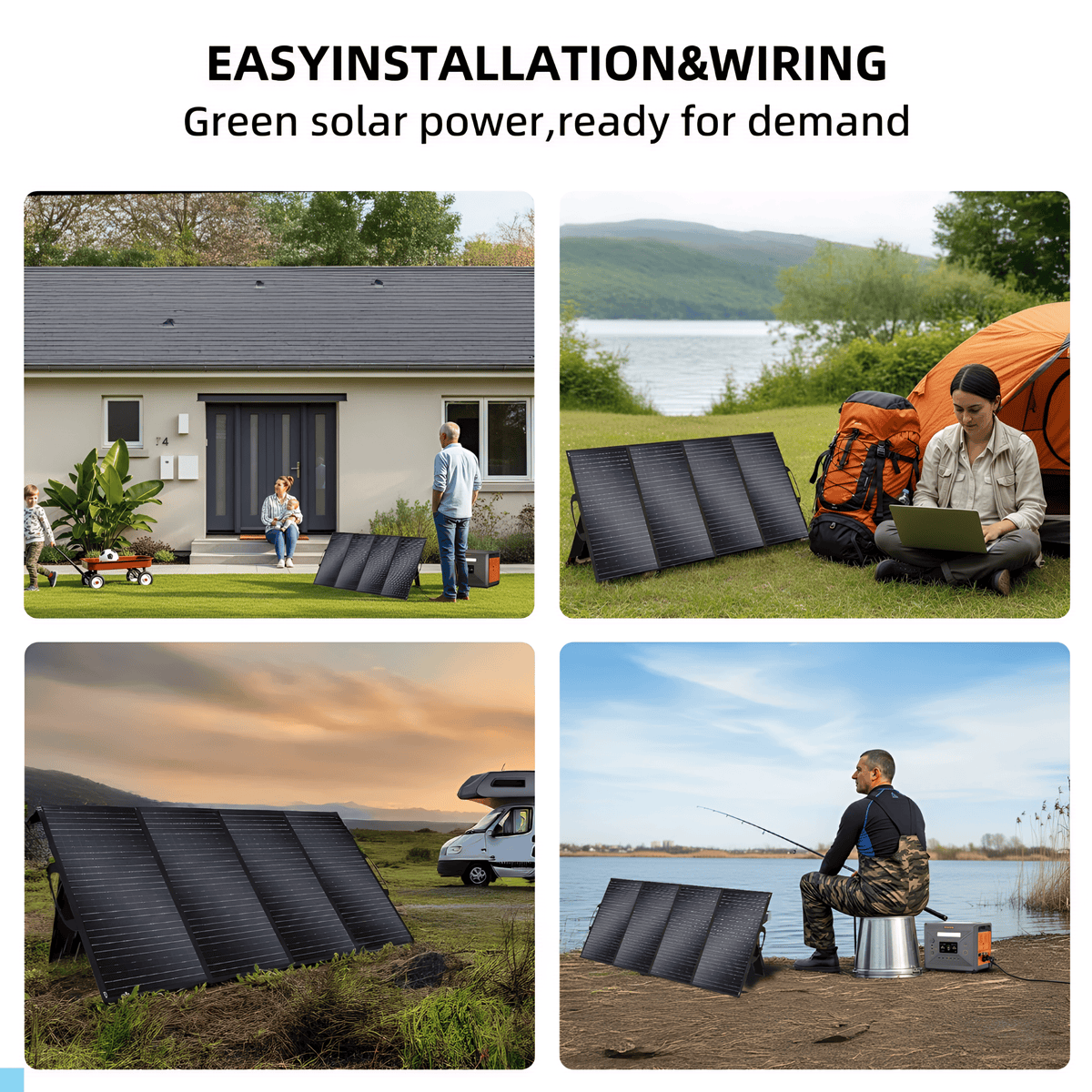 Folding solar panels 200W/400W, black PV panels for camping DONJOHNSTYLE4URHOME on Tampa Home & Garden Store