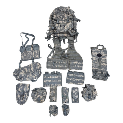 USGI ACU/UCP Rifleman MOLLE Kit with Fury28 FLC vest, hydration carrier and camo pouches on Tampa Home & Garden Store
