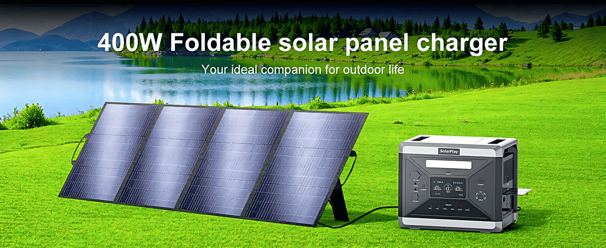 Folding 3panel solar panels 200W/400W with SolarPlay portable power station for outdoor use on Tampa Home & Garden Store