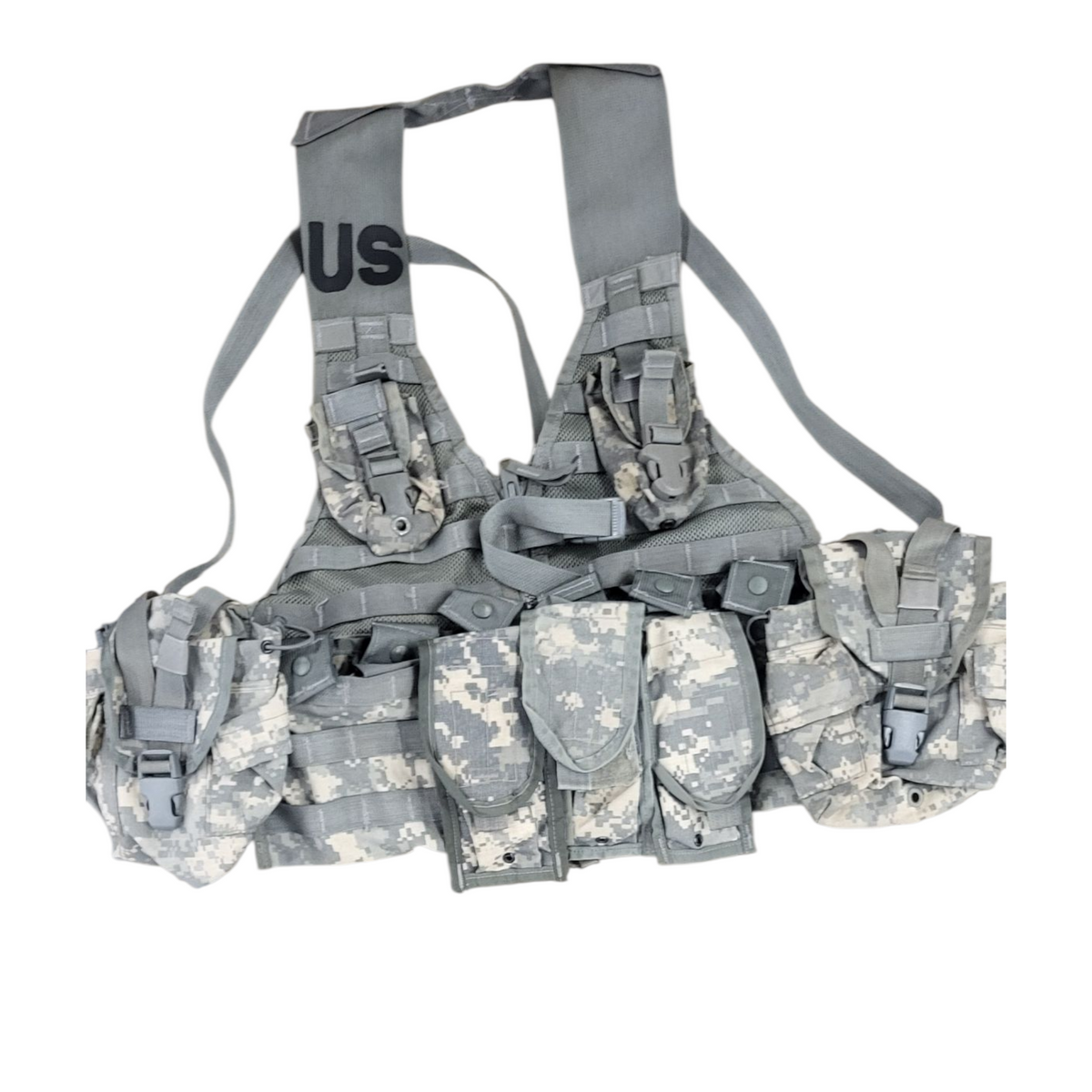 USGI ACU/UCP rifleman MOLLE vest Fury28 with FLC and hydration carrier, camo pouches on Tampa Home & Garden Store