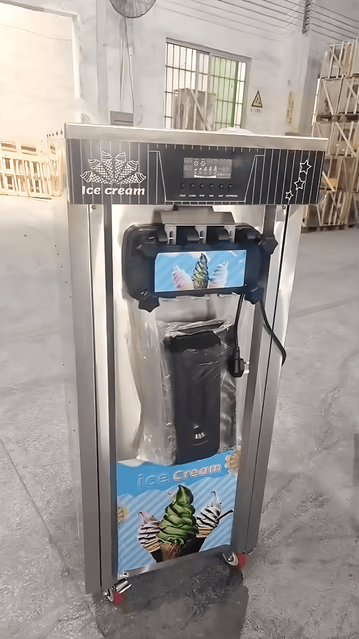 Ice Cream Machine by DONJOHNSTYLE4URHOME, dark gray striped front panel, 1 unit on Tampa Home & Garden Store