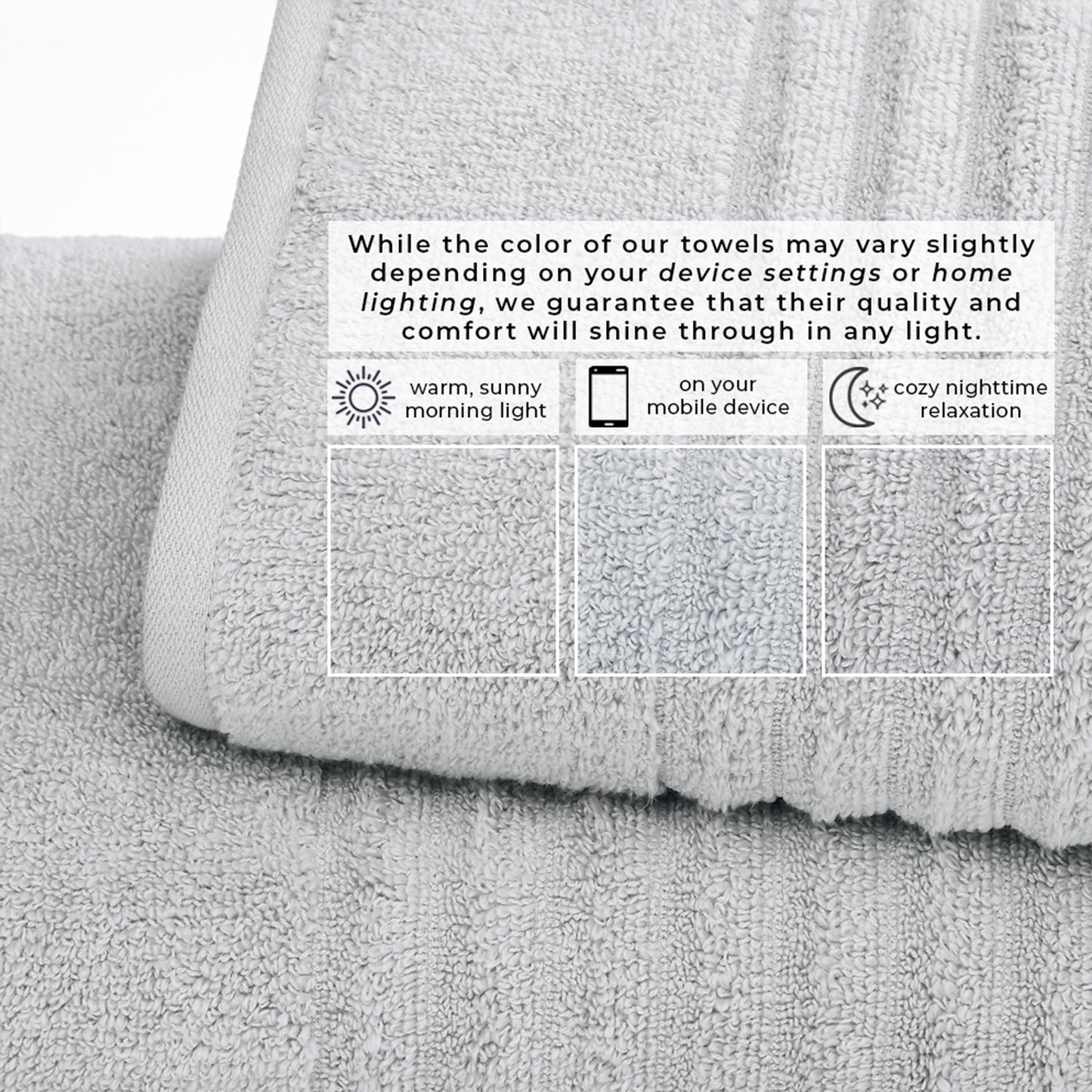 Luxury Combed Cotton and Ribbed Bath Towels