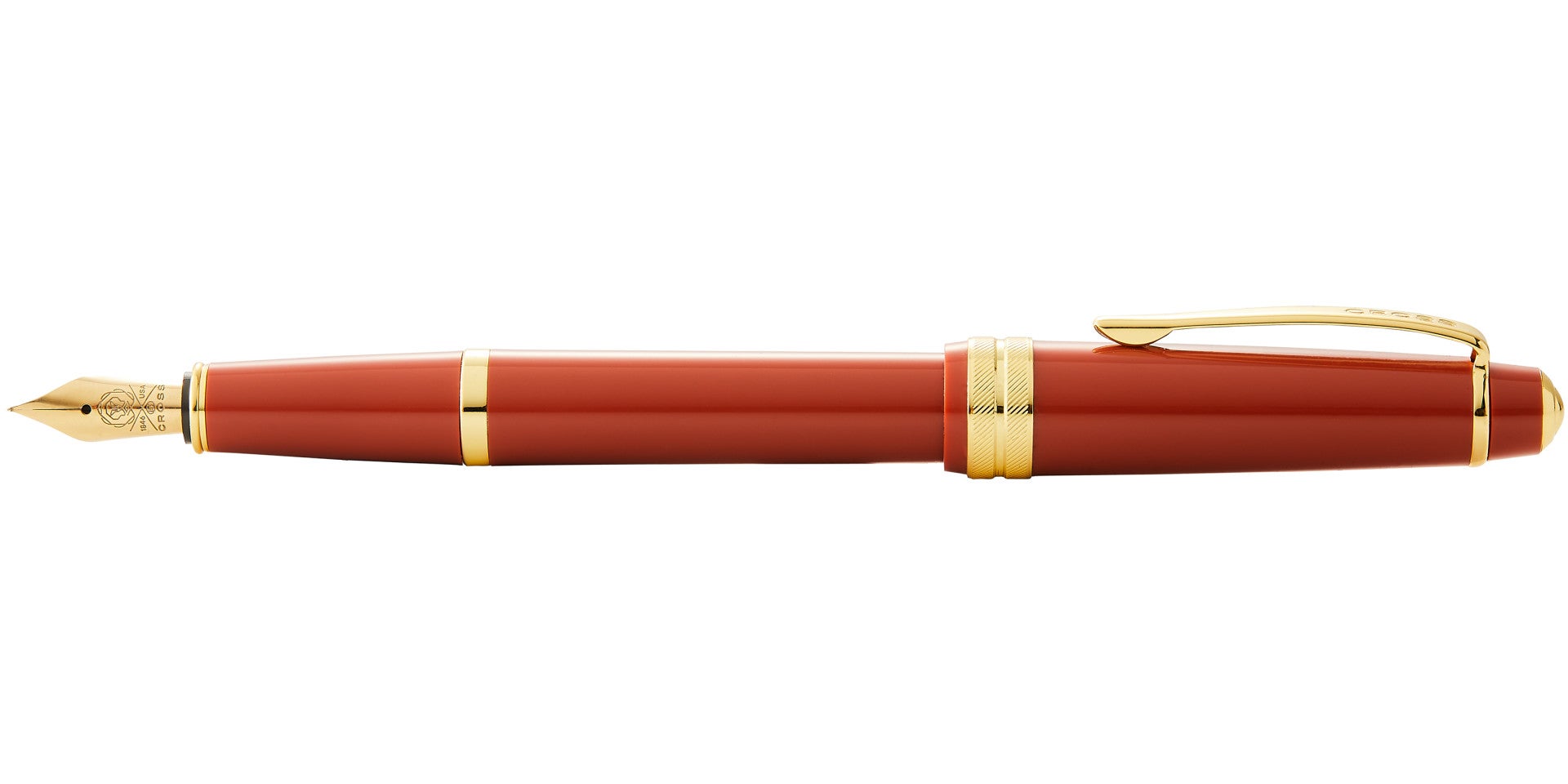 Bailey Light Amber Resin Fountain Pen with extra fine nib and gold trim by A.T. Cross on Tampa Home & Garden Store