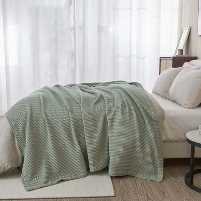 Organic Cotton And Waffle Weave Throw Blanket