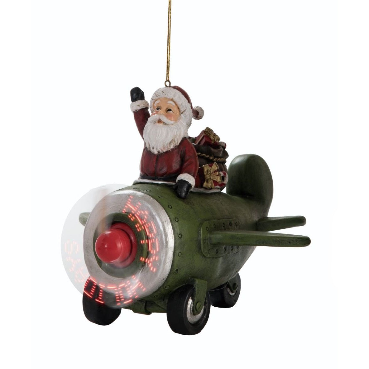 Avión de Papá Noel iluminado con hélice para mensajes