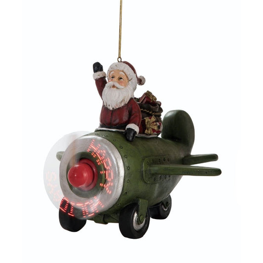 Avion lumineux du Père Noël avec hélice à message