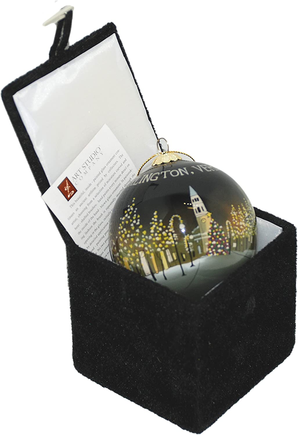 Globe décoratif en verre peint à la main - Rue de l'église de Burlington la nuit