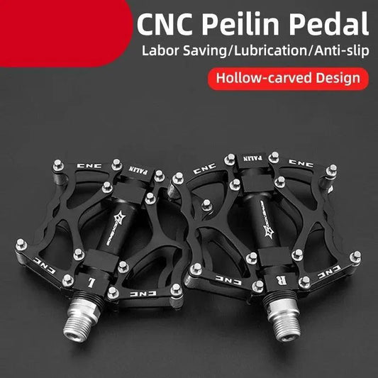 Road bike pedals Stevvex black aluminum hollow-carved platform pair with sealed bearings on Tampa Home & Garden Store