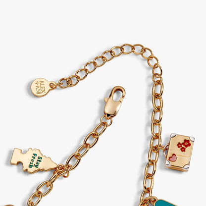 Road Trip Multi-Charm Bracelet gold-tone chain with disk charm by ALEX AND ANI on Tampa Home & Garden Store