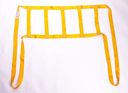 Rock belt in bright yellow nylon webbing with stitched loops by Backslope Tools on Tampa Home & Garden Store