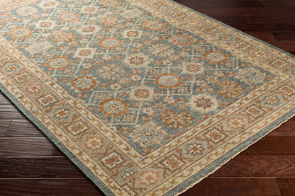 Rockton Area Rug - Clearance by Boutique Rugs, blue beige rust oriental medallion with border on Tampa Home & Garden Store