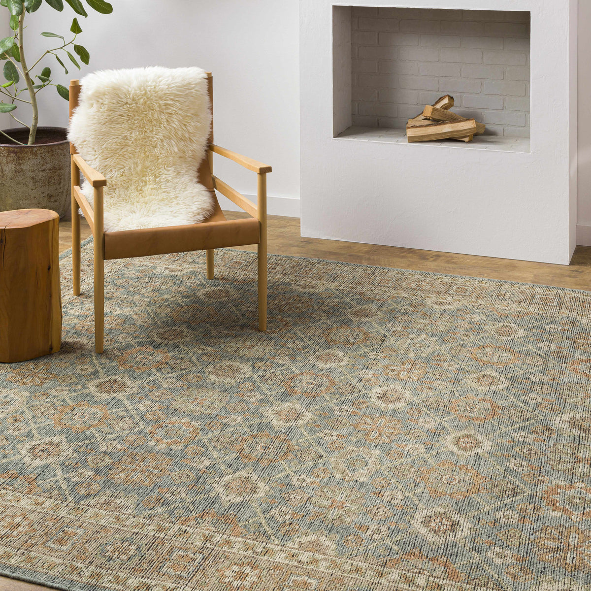 Rockton Area Rug blue beige geometric pattern on Tampa Home & Garden Store