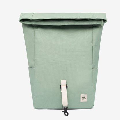 Roll Mini Backpack Sage by Lefrik USA; roll-top, compact bag in sage green with white strap on Tampa Home & Garden Store