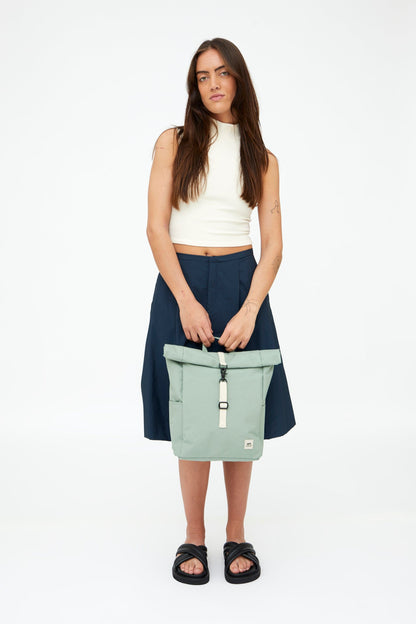 Roll Mini Backpack Sage by Lefrik USA, light sage green roll-top backpack with front buckle on Tampa Home & Garden Store