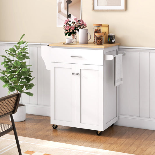 Utility Rolling Storage Cabinet Kitchen Island Cart with Spice Rack