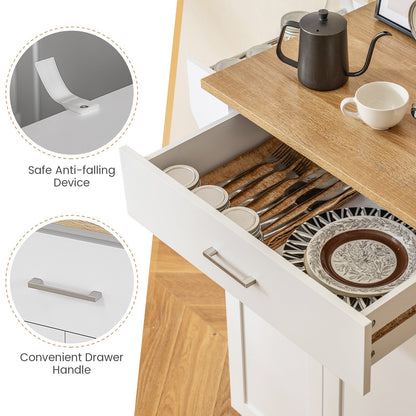 Utility Rolling Storage Cabinet Kitchen Island Cart with Spice Rack