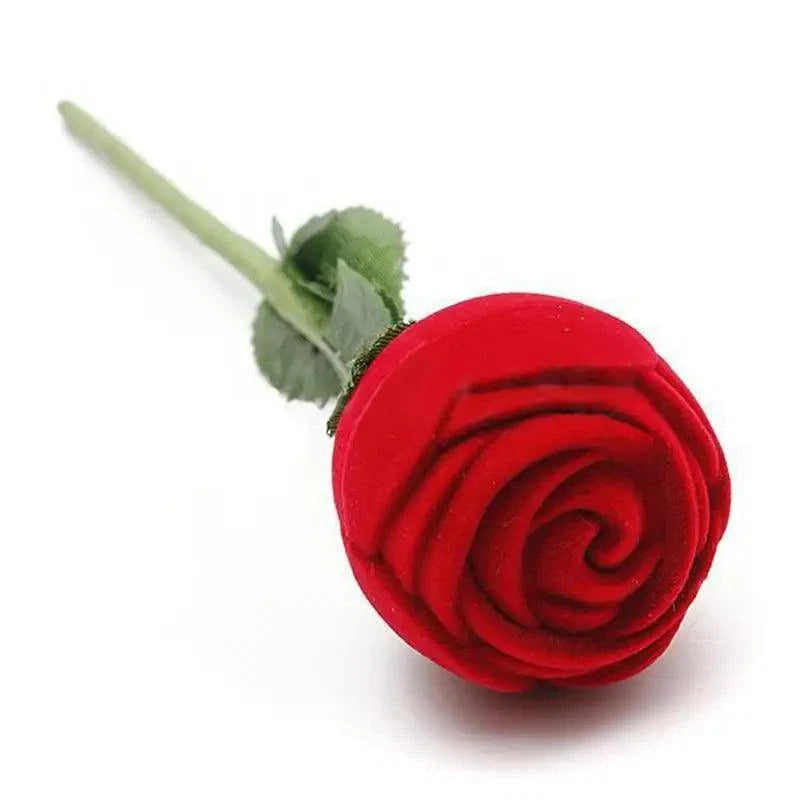 Red velvet rose stem with green leaves, Stevvex romantic gift accent on Tampa Home & Garden Store