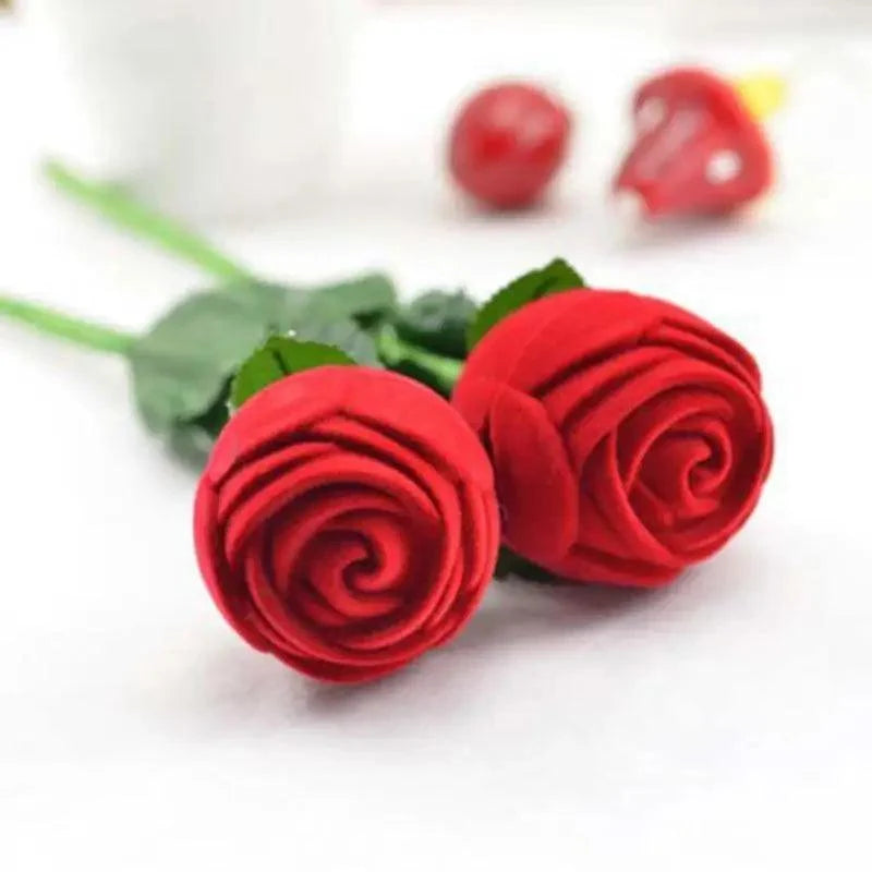 Stevvex red rose pair with green leaves, romantic artificial blooms ideal for gift display on Tampa Home & Garden Store
