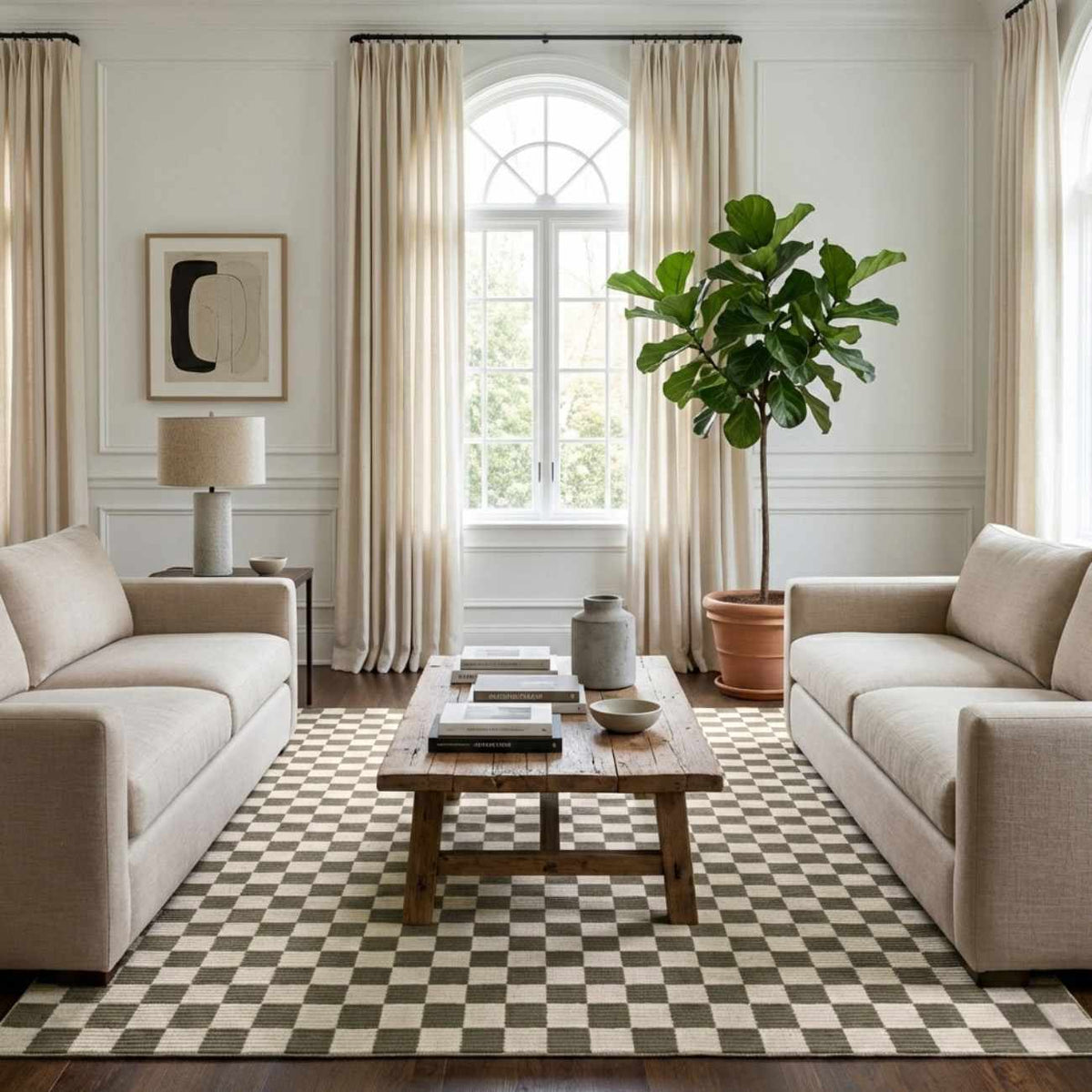 Kaysar Olive Green Checkered Washable Area Rug by Boutique Rugs on Tampa Home & Garden Store