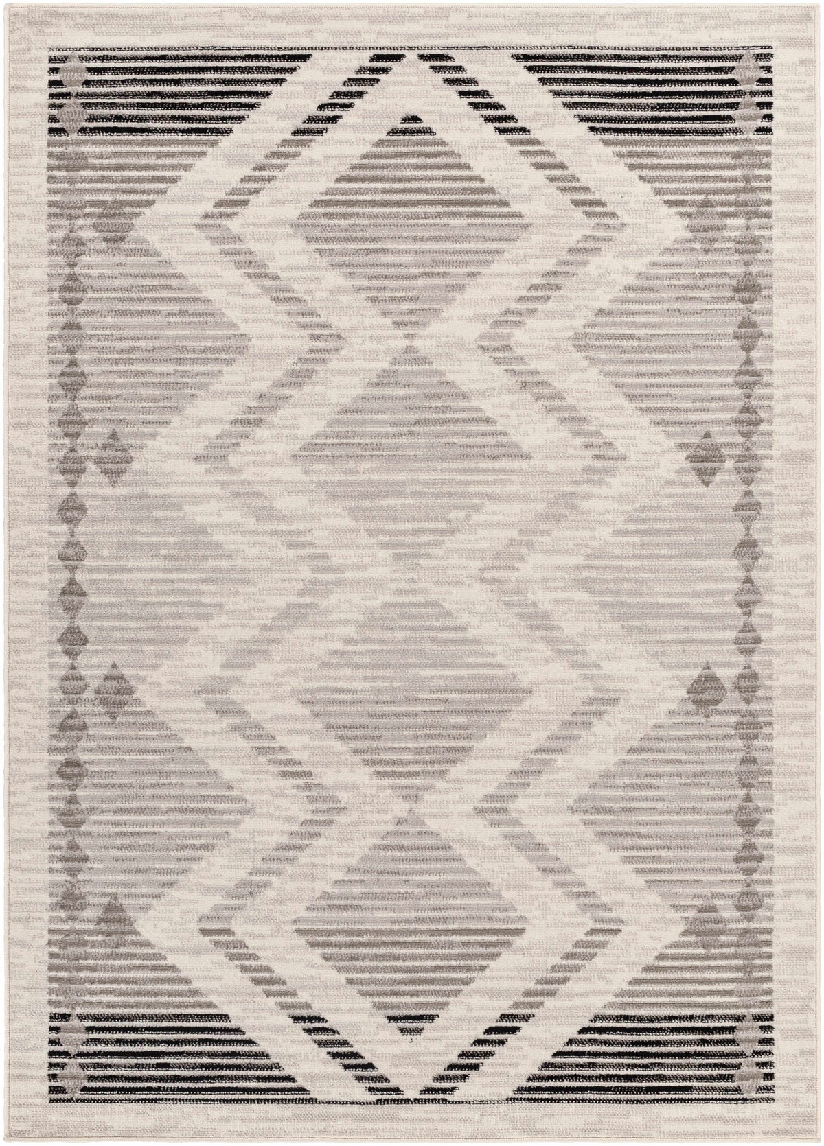 Rory Area Rug by Boutique Rugs in neutral beige and gray with a bold geometric diamond pattern on Tampa Home & Garden Store