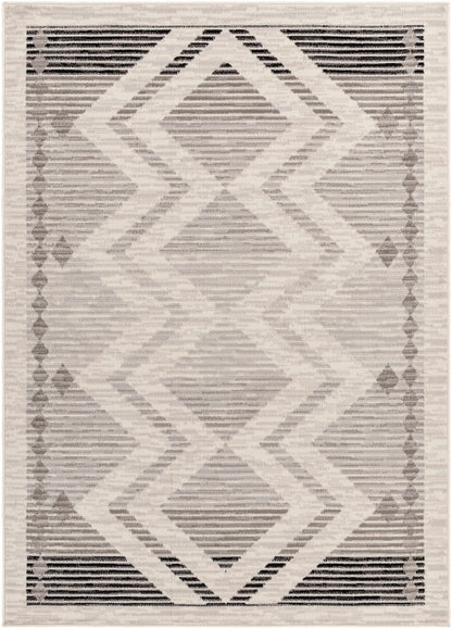 Rory Area Rug by Boutique Rugs in neutral beige and gray with a bold geometric diamond pattern on Tampa Home & Garden Store