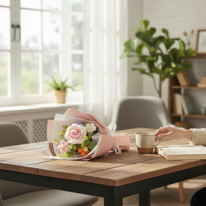 Rose Crochet Bouquet pink crochet roses by Shaketea, artificial flowering plants on Tampa Home & Garden Store