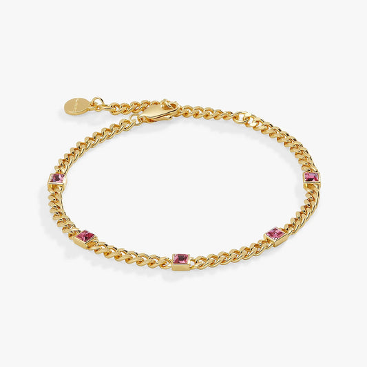 October Birthstone Rose Curb Chain Bracelet by Alex and Ani, gold-tone with pink stones on Tampa Home & Garden Store