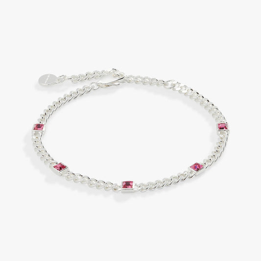 Alex and Ani October Birthstone Rose Curb Chain Bracelet with pink square stones on silver finish on Tampa Home & Garden Store
