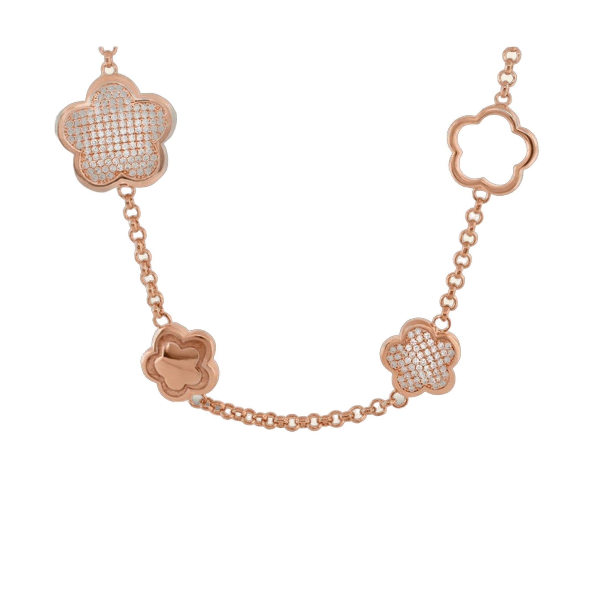 Shimmer and Glimmer Short Necklace by Lauren G Adams, rose gold flower charms with crystals on Tampa Home & Garden Store